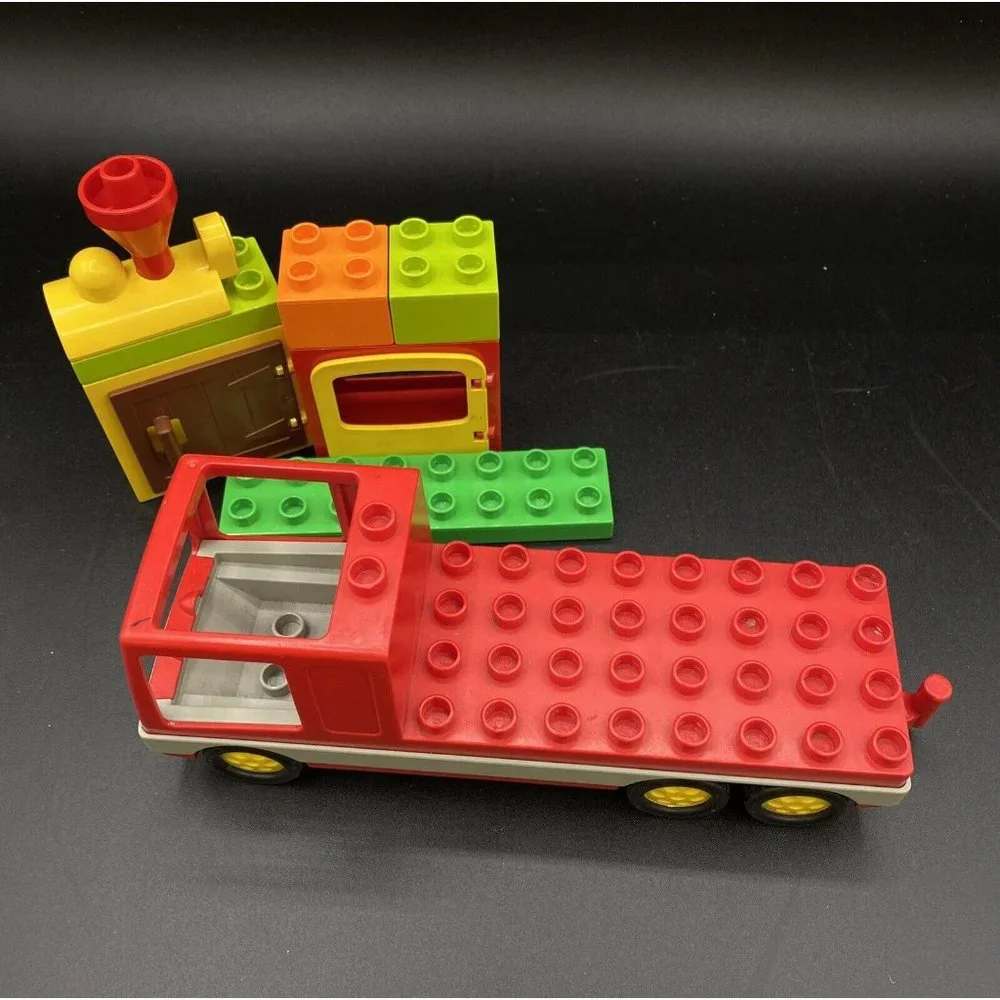 Lego Duplo Vehicle Truck Red Grey Fire Brigade Set 2691 & Misc Blocks LOT 8